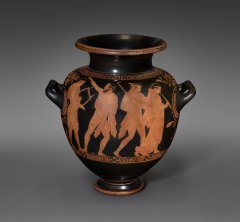 Red-Figure Stamnos (Mixing/Storage Vessel): Komos (Musicians and Revelers)