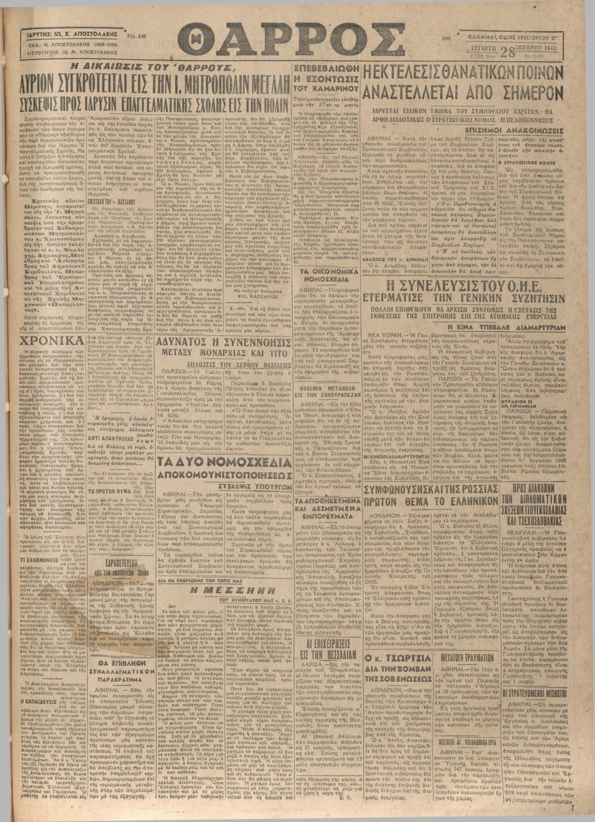 Εφημερίδα ΘΑΡΡΟΣ, φ. 28/5/1924
